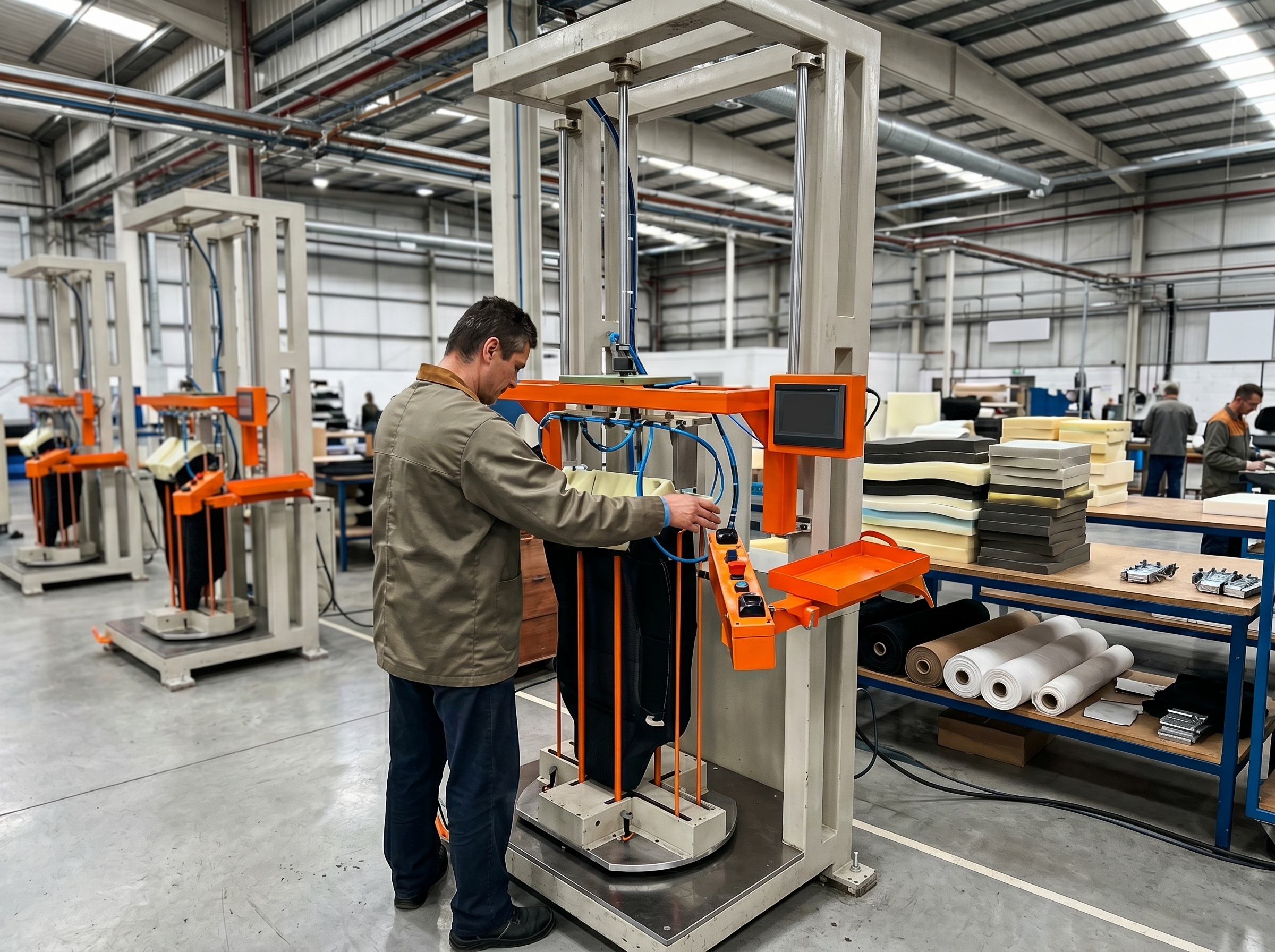 Máquina de Montagem de Capa do Estofado de Encosto